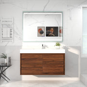 Saggia 48" Wall-Mounted Floating Bathroom Vanity with Reinforced Acrylic Sink in Rosewood | Better Vanity Modern Luxury Bathroom Vanities