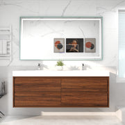 Saggia 72" Wall-Mounted Floating Bathroom Vanity with Reinforced Acrylic Double Sink in Rosewood | Better Vanity Modern Luxury Bathroom Vanities