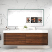 Saggia 84" Wall-Mounted Floating Bathroom Vanity with Reinforced Acrylic Double Sink in Rosewood | Better Vanity Modern Luxury Bathroom Vanities