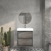 Saggia 24" Wall-Mounted Floating Bathroom Vanity with Reinforced Acrylic Sink in Smoke Oak | Better Vanity Modern Luxury Bathroom Vanities