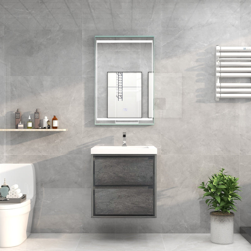 Saggia 24" Floating Vanity with Sink Set in Smoke Oak