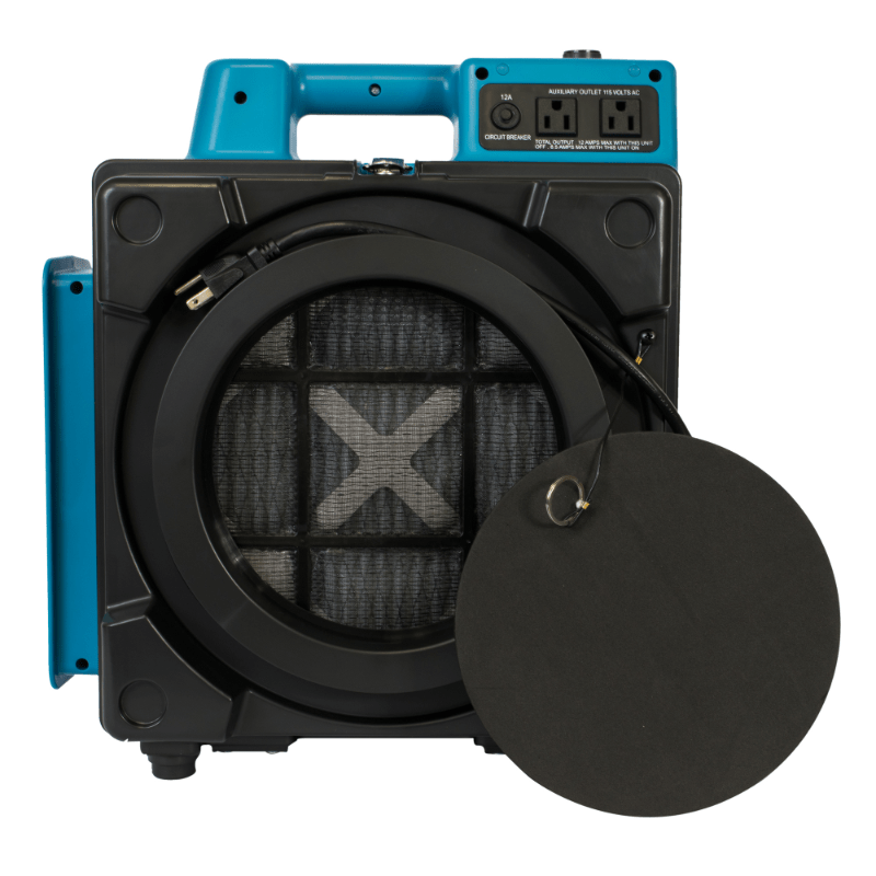 12 x 2480a blue hepa air scrubber open front view.