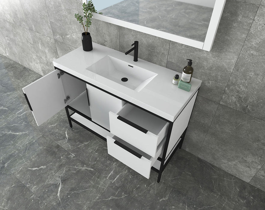 Matthew 24"-72" Glossy White Freestanding Vanity with Reinforced Acrylic Sinks