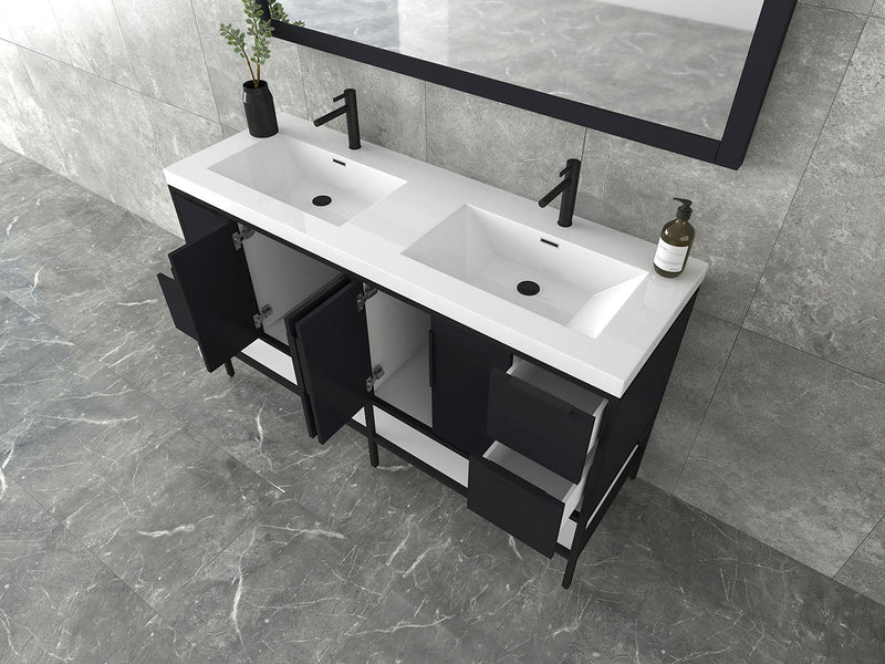 Matthew 24"-72" Glossy White Freestanding Vanity with Reinforced Acrylic Sinks