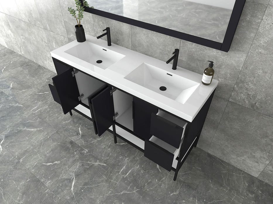 Matthew 24"-72" Glossy White Freestanding Vanity with Reinforced Acrylic Sinks