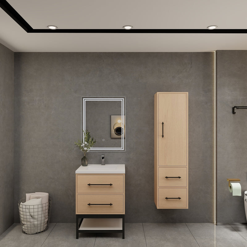 Victoria 24" Solid Wood Floating Open Shelf Bathroom Vanity in Yellow Oak | Better Vanity Solid Wood Floating Vanities