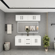 Victoria 60" Solid Wood Floating Bathroom Vanity in Gloss White, Double Sink Vanity | Better Vanity Solid Wood Floating Vanities