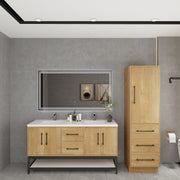 Victoria 60" Solid Wood Floating Open Shelf Bathroom Vanity in Oak, Double Sink Vanity | Better Vanity Solid Wood Floating Vanities