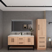 Victoria 60" Solid Wood Floating Open Shelf Bathroom Vanity in Red Oak, Double Sink Vanity | Better Vanity Solid Wood Floating Vanities