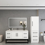 Victoria 60" Solid Wood Floating Open Shelf Bathroom Vanity in Gloss White, Single Sink Vanity | Better Vanity Solid Wood Floating Vanities