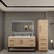 Victoria 60" Solid Wood Floating Open Shelf Bathroom Vanity in Yellow Oak, Single Sink Vanity | Better Vanity Solid Wood Floating Vanities