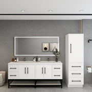 Victoria 72" Solid Wood Floating Open Shelf Bathroom Vanity in Gloss White, Double Sink Vanity | Better Vanity Solid Wood Floating Vanities
