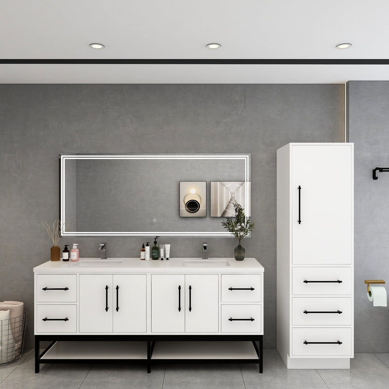 Victoria 72" Solid Wood Floating Open Shelf Bathroom Vanity in Gloss White, Double Sink Vanity | Better Vanity Solid Wood Floating Vanities
