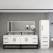 Victoria 84" Solid Wood Floating Open Shelf Bathroom Vanity in Gloss White, Double Sink Vanity | Better Vanity Solid Wood Floating Vanities