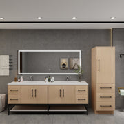 Victoria 84" Solid Wood Floating Open Shelf Bathroom Vanity in Yellow Oak, Double Sink Vanity | Better Vanity Solid Wood Floating Vanities