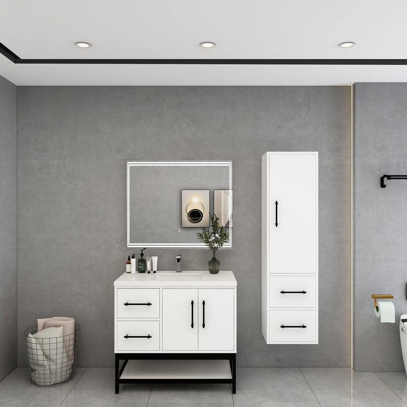 Victoria 36" Solid Wood Floating Open Shelf Bathroom Vanity in Gloss White | Better Vanity Solid Wood Floating Vanities