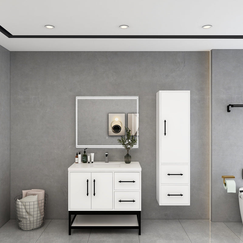 Victoria 36" Solid Wood Floating Open Shelf Bathroom Vanity in Gloss White | Better Vanity Solid Wood Floating Vanities