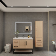 Victoria 42" Solid Wood Floating Open Shelf Bathroom Vanity in Yellow Oak | Better Vanity Solid Wood Floating Vanities