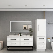 Victoria 60" Solid Wood Floating Open Shelf Bathroom Vanity in Gloss White, Double Vanity | Better Vanity Solid Wood Floating Vanities