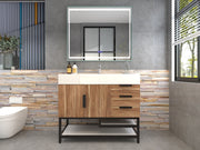Bethany 42" Freestanding Bathroom Vanity with Reinforced Acrylic Sink in White Oak with Black Handles | Better Vanity Bath Vanities