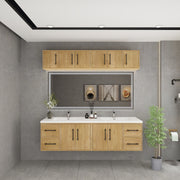 Victoria 72" Solid Wood Floating Bathroom Vanity in Oak, Double Sink Vanity | Better Vanity Solid Wood Floating Vanities