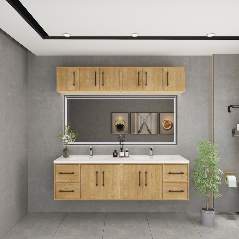Victoria 72" Solid Wood Floating Bathroom Vanity in Oak, Double Sink Vanity | Better Vanity Solid Wood Floating Vanities