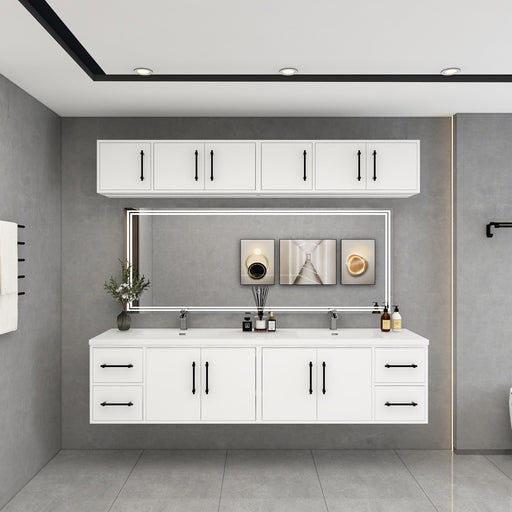 Victoria 84" Solid Wood Floating Bathroom Vanity in Gloss White, Double Sink Vanity | Better Vanity Solid Wood Floating Vanities