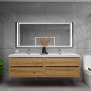Louis 72" Solid Wood Floating Bathroom Vanity with Double Sink in Yellow Oak | Better Vanity Solid Wood Floating Vanities