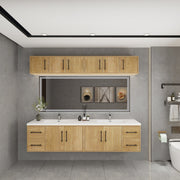 Victoria 84" Solid Wood Floating Bathroom Vanity in Oak, Double Sink Vanity | Better Vanity Solid Wood Floating Vanities