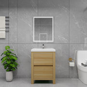 Louis 24" Solid Wood Freestanding Bathroom Vanity with Sink in Light Oak | Better Vanity Solid Wood Floating Vanities