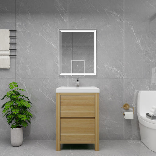 Louis 24" Solid Wood Freestanding Bathroom Vanity with Sink in Light Oak | Better Vanity Solid Wood Floating Vanities
