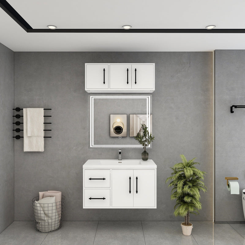 Victoria 36" Solid Wood Floating Bathroom Vanity in Gloss White | Better Vanity Solid Wood Floating Vanities