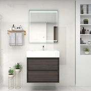 Saggia 30" Wall-Mounted Floating Bathroom Vanity with Reinforced Acrylic Sink in Dark Gray Oak | Better Vanity Modern Luxury Bathroom Vanities