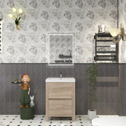 Louis 24" Solid Wood Freestanding Bathroom Vanity with Sink in White Oak | Better Vanity Solid Wood Floating Vanities