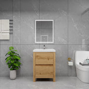 Louis 24" Solid Wood Freestanding Bathroom Vanity with Sink in Yellow Oak | Better Vanity Solid Wood Floating Vanities