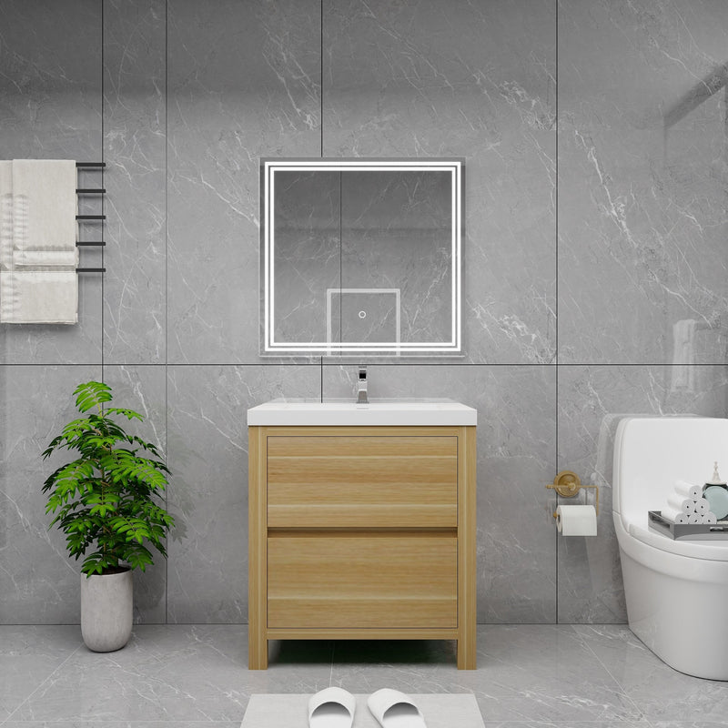 Louis 30" Solid Wood Freestanding Bathroom Vanity with Sink in Light Oak | Better Vanity Solid Wood Floating Vanities