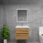 Louis 24" Solid Wood Floating Bathroom Vanity in Yellow Oak | Better Vanity Solid Wood Floating Vanities