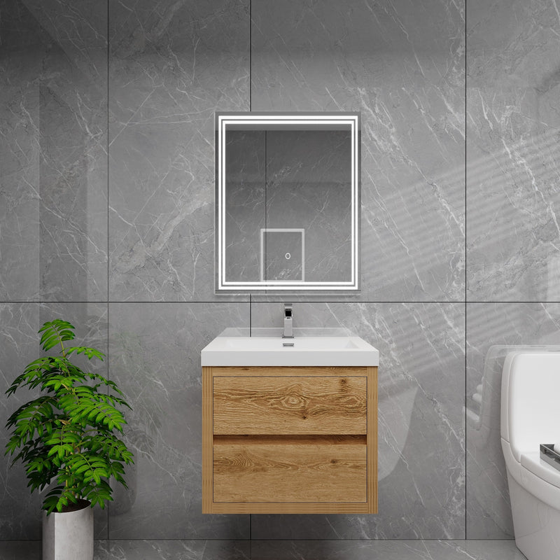 Louis 24" Solid Wood Floating Bathroom Vanity in Yellow Oak | Better Vanity Solid Wood Floating Vanities