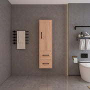 Victoria Solid Wood Floating Wall Mounted Linen Cabinet in Red Oak by Better Vanity