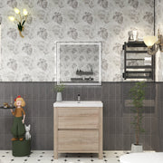 Louis 30" Solid Wood Freestanding Bathroom Vanity with Sink in White Oak | Better Vanity Solid Wood Floating Vanities