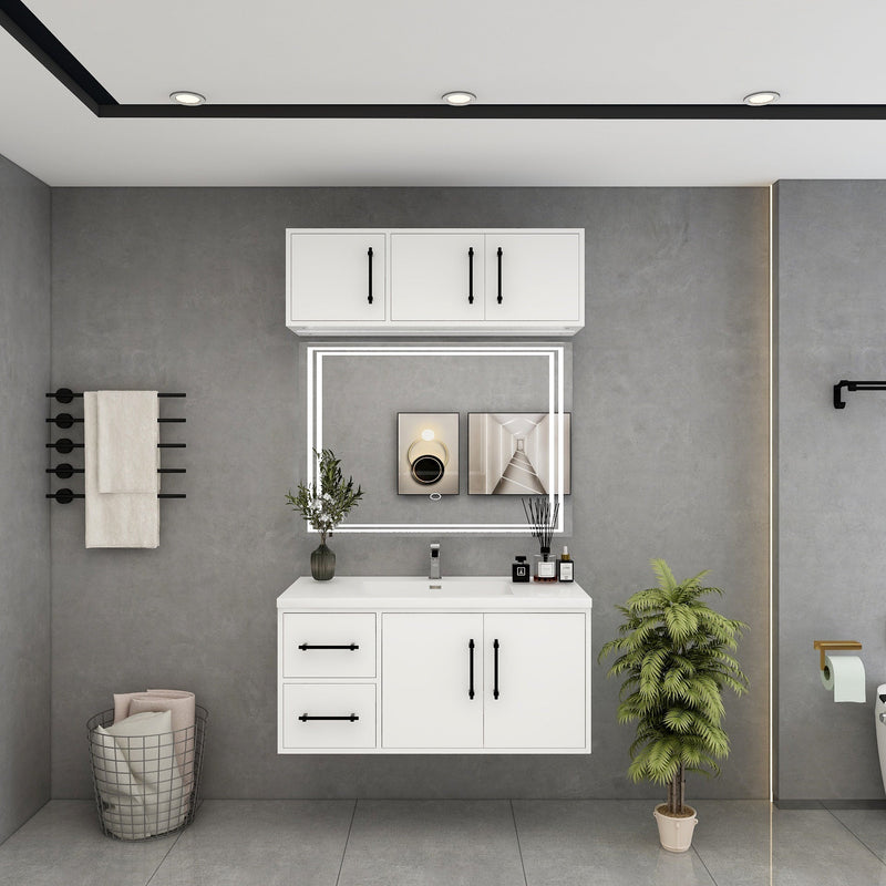 Victoria 42" Solid Wood Floating Bathroom Vanity in Gloss White | Better Vanity Solid Wood Floating Vanities