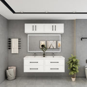 Victoria 60" Solid Wood Floating Bathroom Vanity in Gloss White, Double Vanity | Better Vanity Solid Wood Floating Vanities