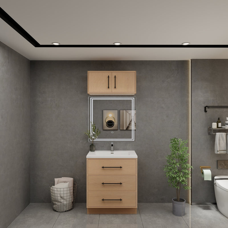 Victoria 30" Solid Wood Freestanding Bathroom Vanity in Yellow Oak | Better Vanity Solid Wood Floating Vanities