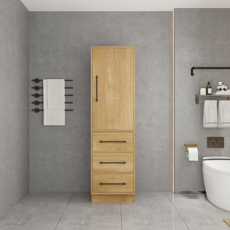 Victoria Solid Wood Freestanding Linen Cabinet in Oak by Better Vanity