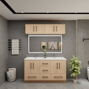 Victoria 60" Solid Wood Freestanding Bathroom Vanity in Yellow Oak, Double Sink Vanity | Better Vanity Solid Wood Floating Vanities