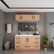 Victoria 60" Solid Wood Freestanding Bathroom Vanity in Red Oak, Single Sink Vanity | Better Vanity Solid Wood Floating Vanities