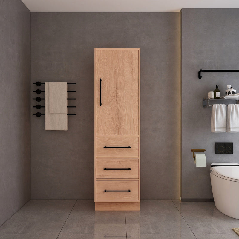 Victoria Solid Wood Freestanding Linen Cabinet in Red Oak by Better Vanity
