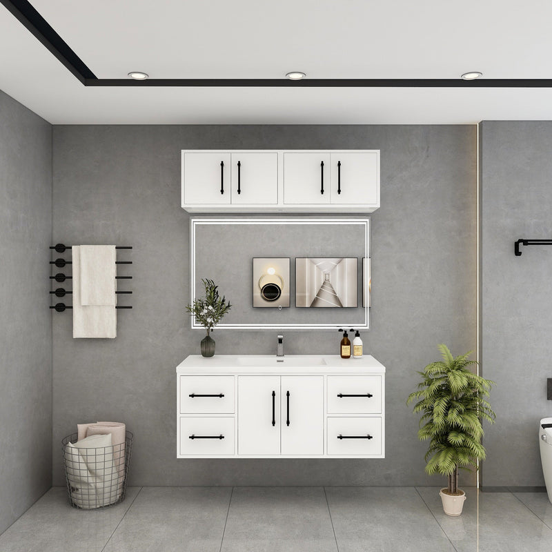 Victoria 48" Solid Wood Floating Bathroom Vanity in Gloss White | Better Vanity Solid Wood Floating Vanities