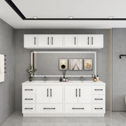 Victoria 84" Solid Wood Freestanding Bathroom Vanity in Gloss White, Double Sink Vanity | Better Vanity Solid Wood Floating Vanities