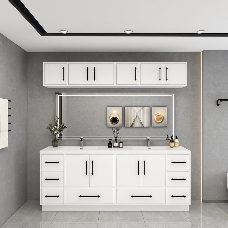 Victoria 84" Solid Wood Freestanding Bathroom Vanity in Gloss White, Double Sink Vanity | Better Vanity Solid Wood Floating Vanities